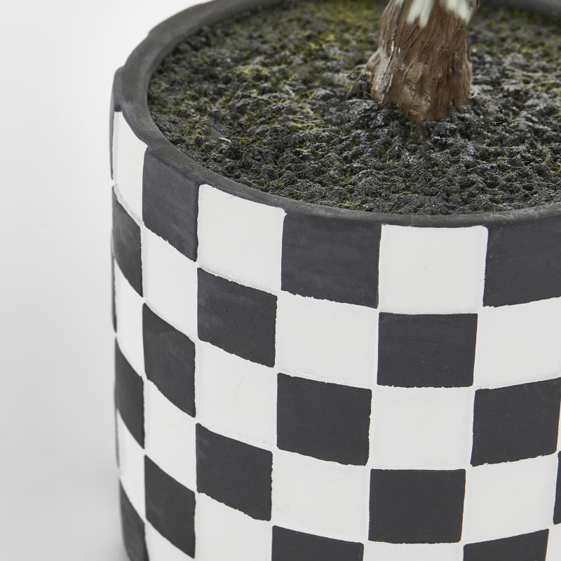 ALBERO DI PINO CON VASO A SCACCHI, H78, VERDE