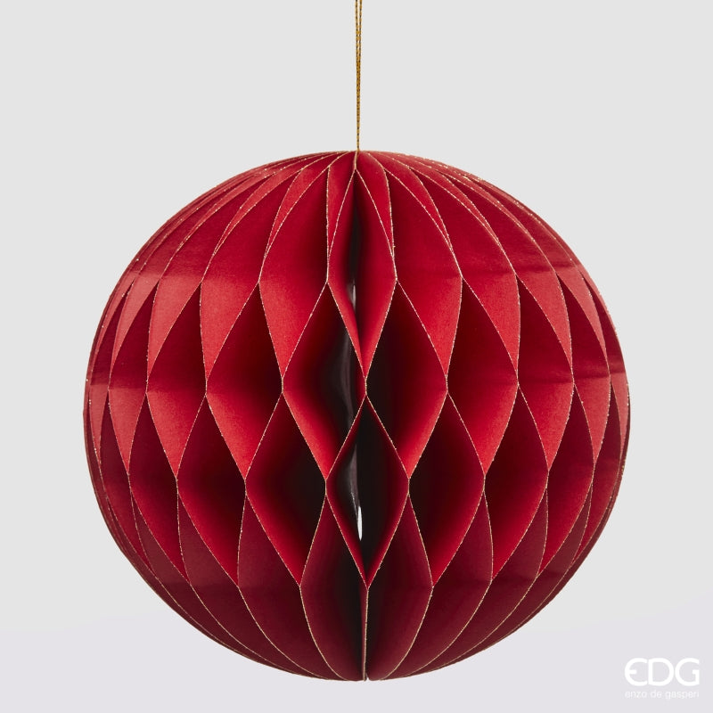 PALLINA DI NATALE ORIGAMI, Ø12CM, ROSSO