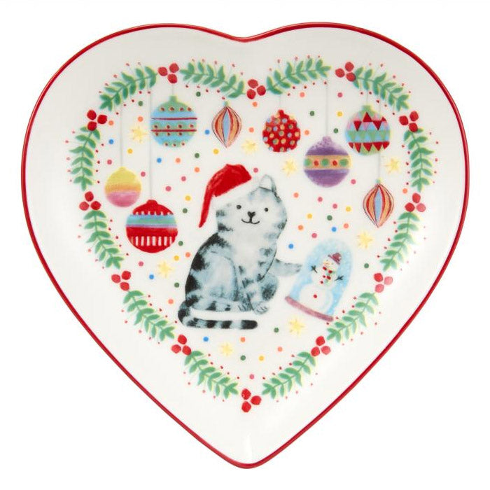 JOLLY JOY PIATTO NATALIZIO A FORMA DI CUORE IN CERAMICA, 13CM