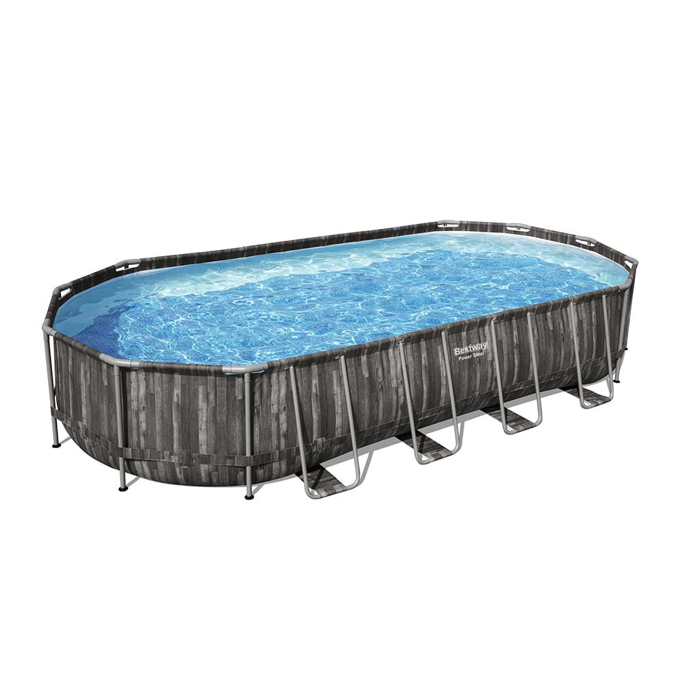 PISCINA RETTANGOLARE POWER STEEL 732X366X122 CON POMPA FILTRO SCALETTA E TELO COPERTURA