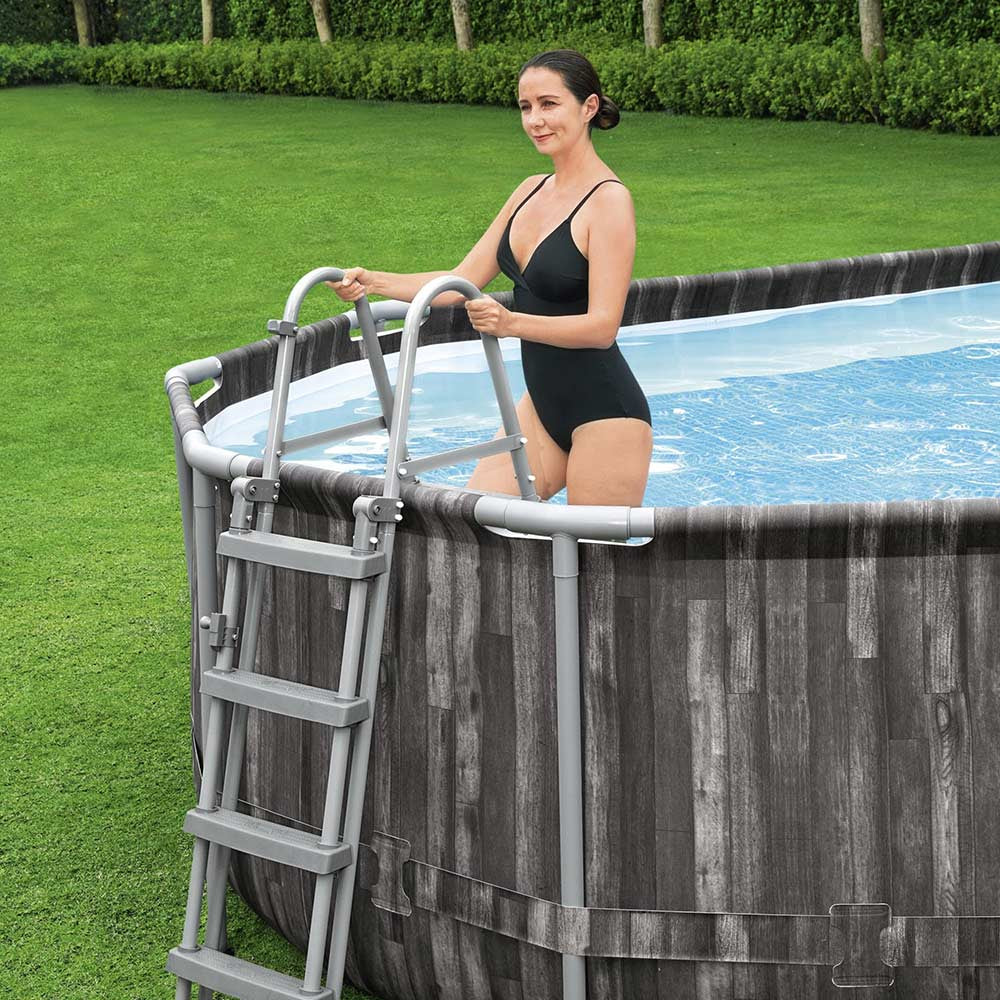 PISCINA RETTANGOLARE POWER STEEL 732X366X122 CON POMPA FILTRO SCALETTA E TELO COPERTURA