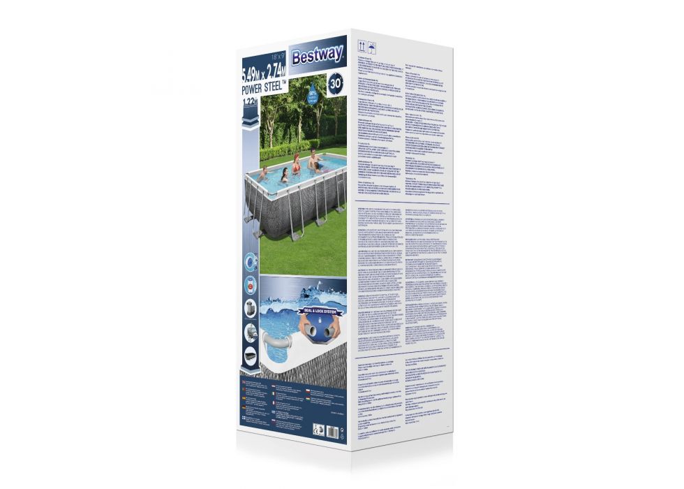 PISCINA RETTANGOLARE POWER STEEL 549X274X122CM CON POMPA FILTRO SCALETTA E TELO COPERTURA
