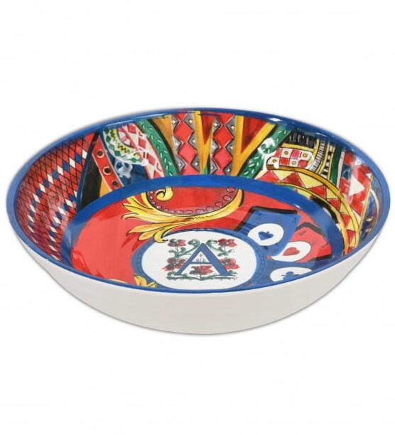 SET DI 6 PIATTI FONDI REGINA DI CUORI D. 23 CM