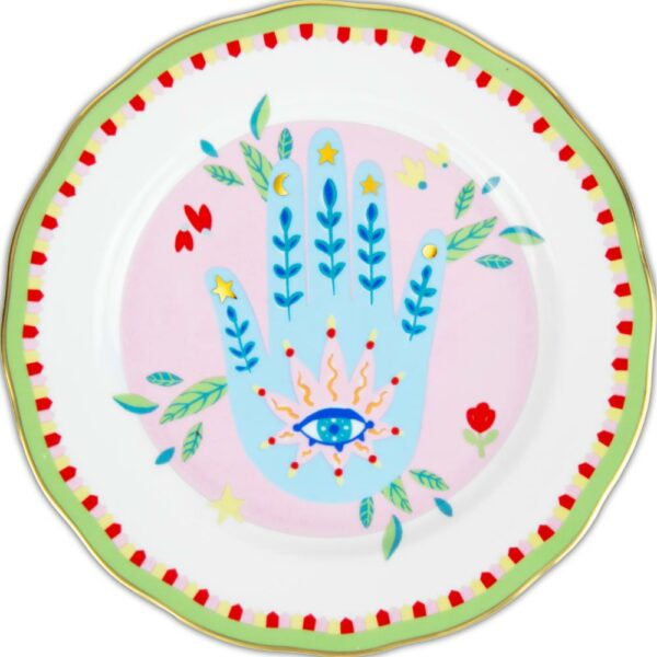 PIATTINO DA FRUTTA/DESSERT IN PORCELLANA, CON MANO, MAMMA MIA