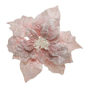 STELLA DI NATALE IN VELLUTO CON CLIP, Ø26XH7CM, ROSA