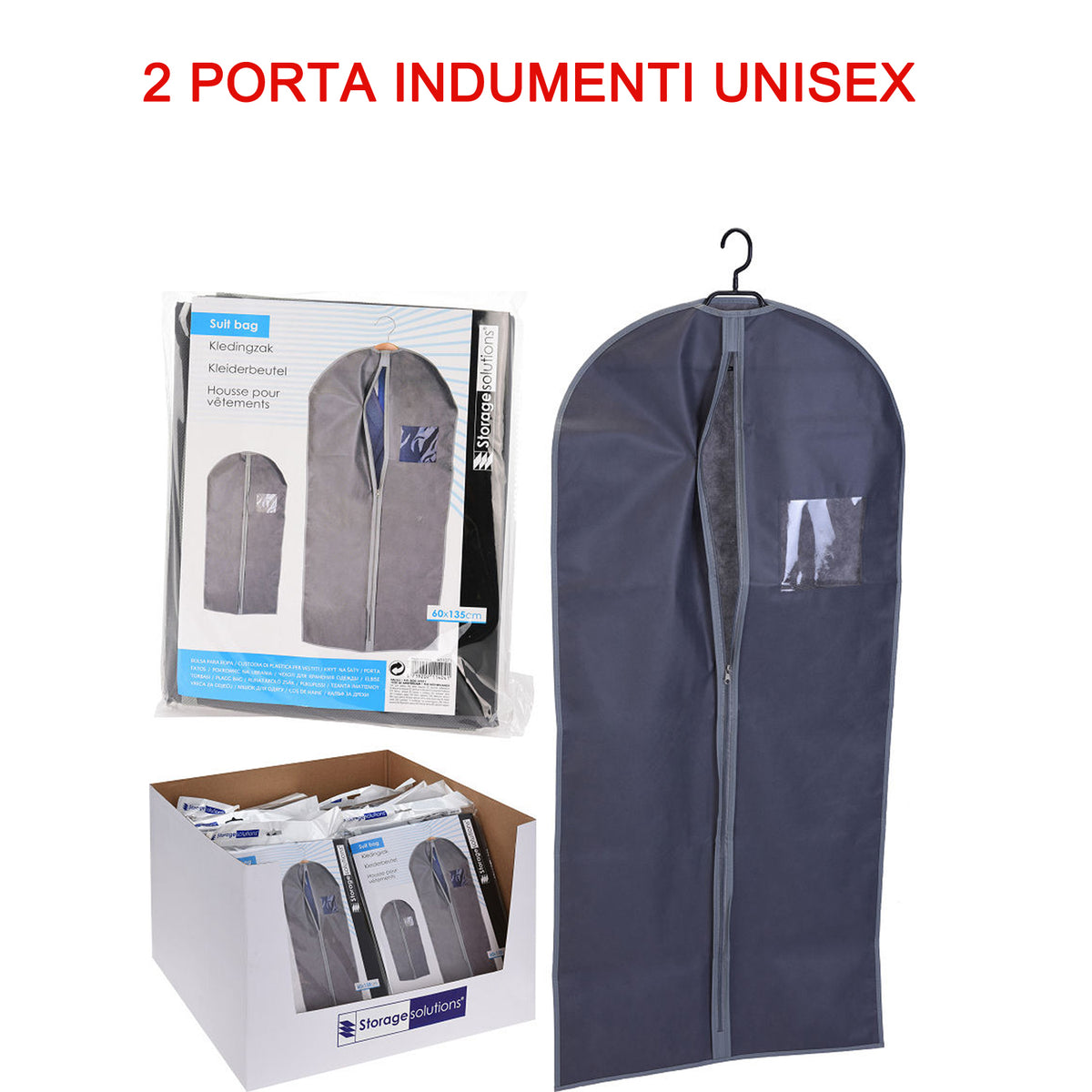 3 PORTA INDUMENTI UNISEX 60X100 cm