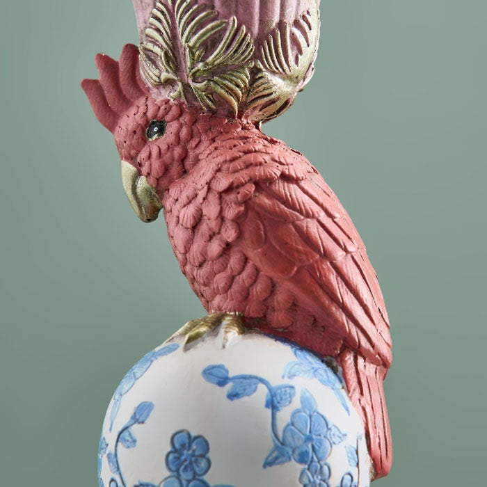 PORTACANDELA UCCELLO E ELEFANTE IN POLIRESINA, 13X9X30.5CM, ROSA