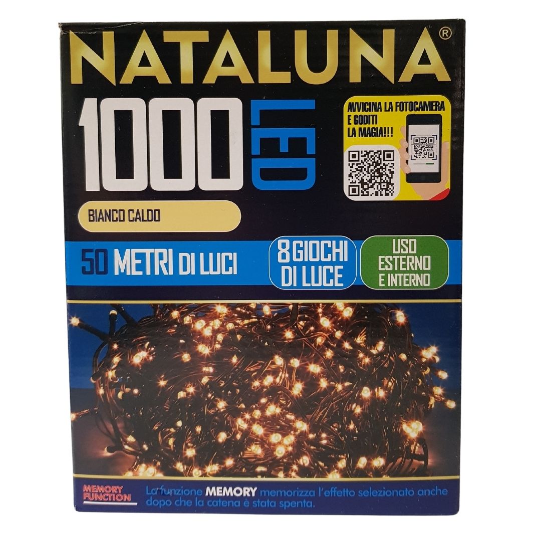 LUCI DI NATALE 1000 LED BIANCO CALDO 8 GIOCHI DI LUCE