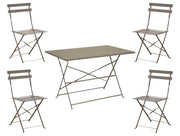SET TAVOLO CUBA 110X70CM + 4 SEDIE PIEGHEVOLI CUBA MARRONE MASTICE