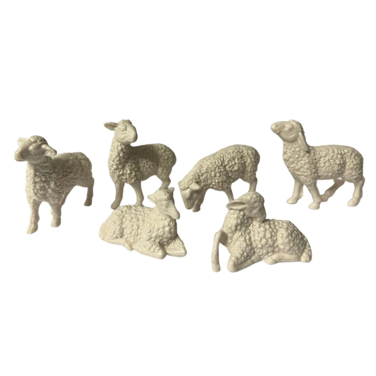 6 PECORE BIANCHE IN RESINA 10CM