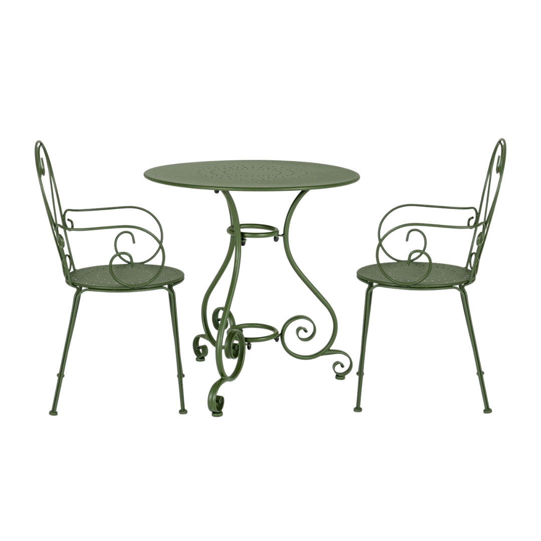 OFFERTA TAVOLO ETIENNE Ø70CM +2 POLTRONE ETIENNE VERDE FORESTA