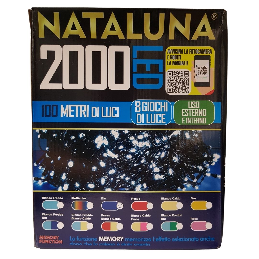 LUCI DI NATALE 2000 LED BLU 8 GIOCHI DI LUCE