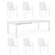 OFFERTA TAVOLO KONNOR ALLUNGABILE 200/300X110CM BIANCO + 6 POLTRONE KONNOR