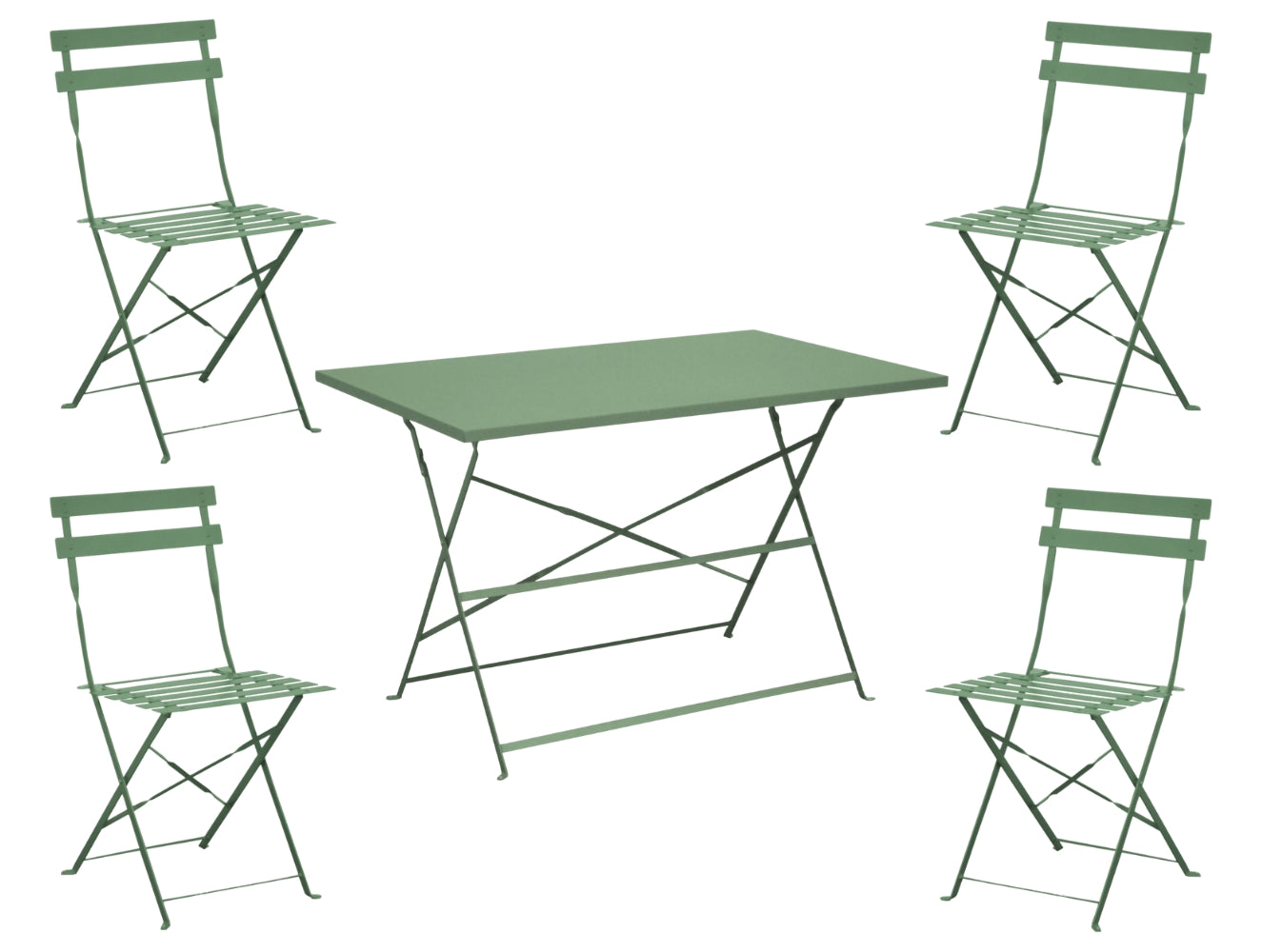 SET TAVOLO CUBA 110X70CM + 4 SEDIE PIEGHEVOLI CUBA MANDORLA