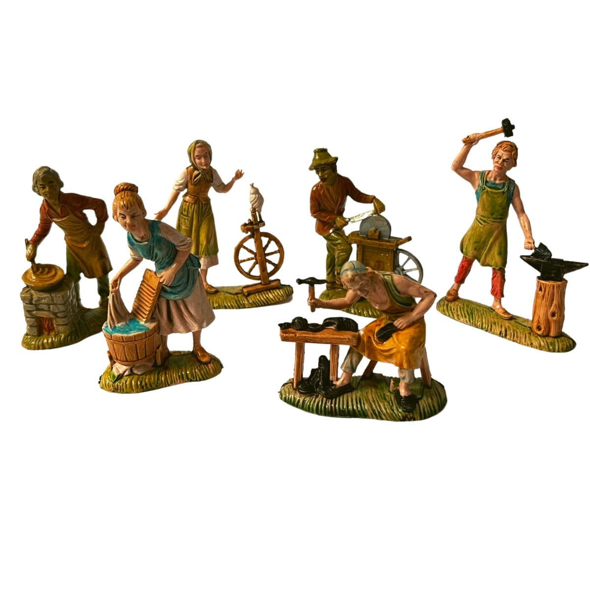 6 STATUINE GRUPPO MESTIERI ASSORTITI 10CM