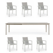 OFFERTA TAVOLO KONNOR ALLUNGABILE 200/300X110CM TORTORA RASTIN + 6 POLTRONE KONNOR