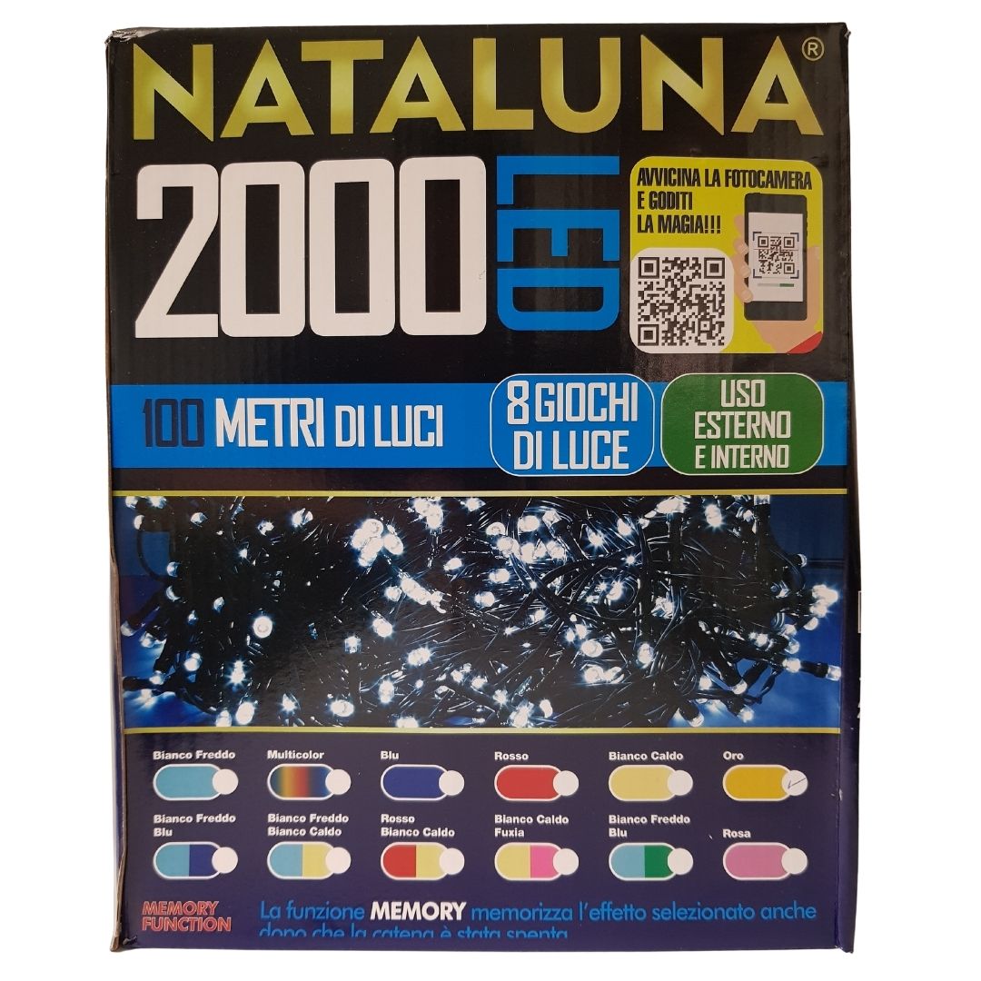 LUCI DI NATALE 2000 LED ORO 8 GIOCHI DI LUCE