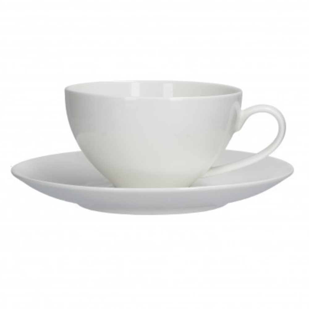 TAZZA COLAZIONE CON PIATTINO 350CC IN PORCELLANA ESSENZIALE