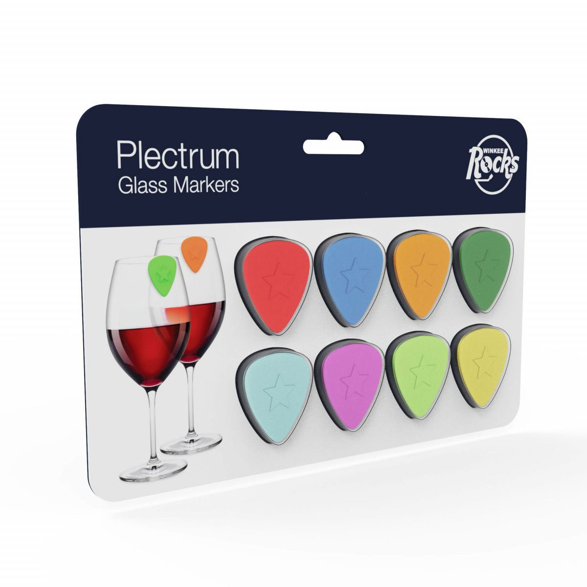 8 SEGNABICCHIERI A FORMA DI PLETTRO COLORATI WINKEE ROCKS