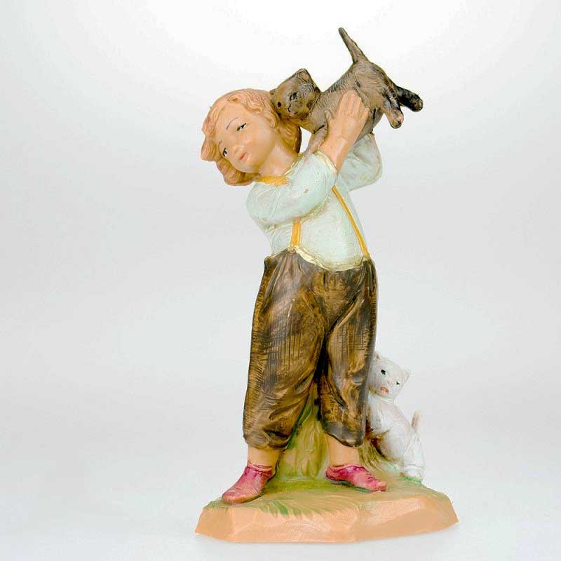 BIMBO CON GATTO 12CM IN RESINA