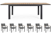 OFFERTA TAVOLO BELMAR ALLUNGABILE 100X220/340CM ANTRACITE + 6 POLTRONE ANTRACITE BELMAR