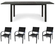 OFFERTA TAVOLO HILDE ALLUNGABILE 140/210X77CM ANTRACITE +4 POLTRONE DUCA