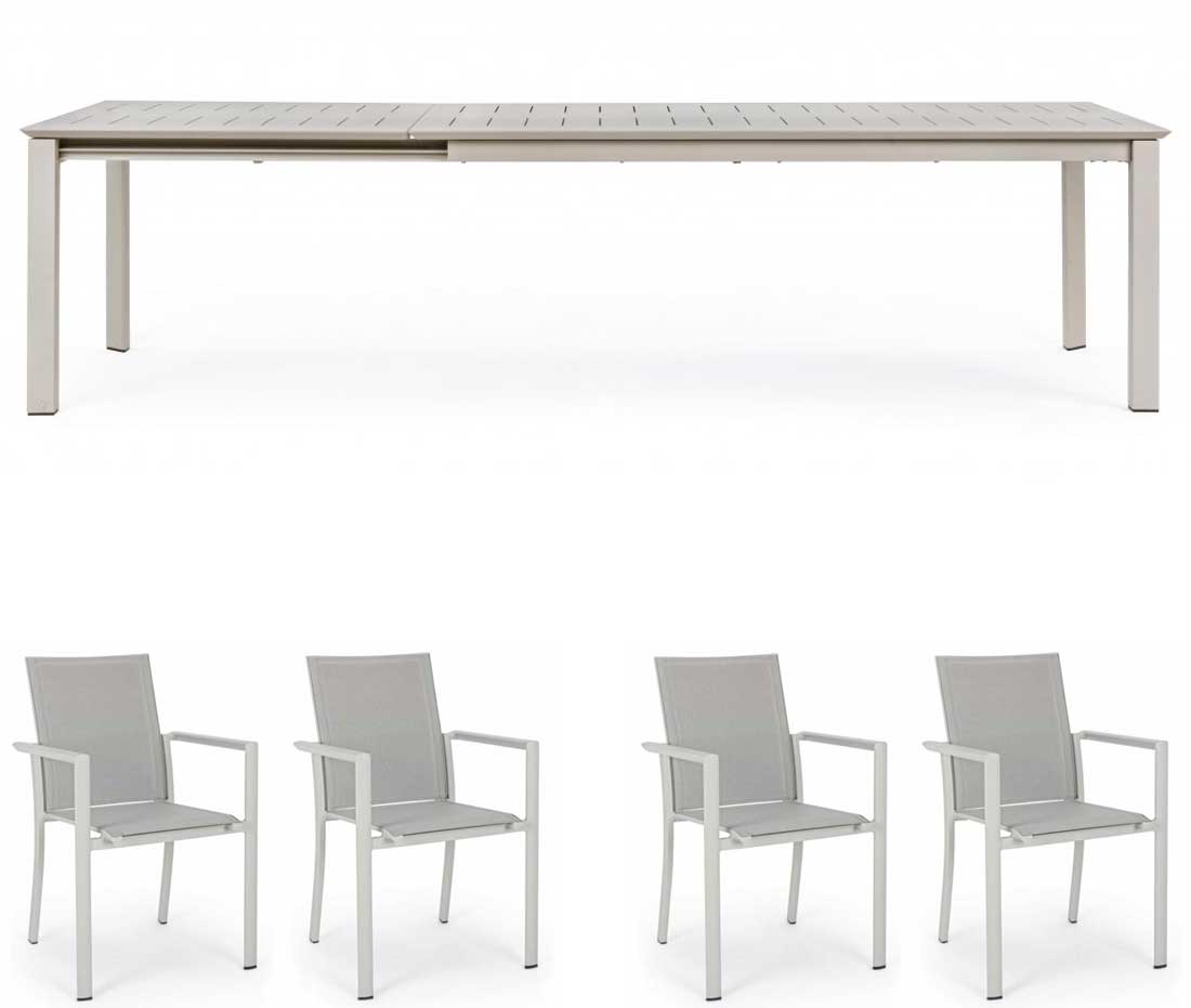 OFFERTA TAVOLO KONNOR ALLUNGABILE 160/240X100CM RASTIN +4 POLTRONE KONNOR