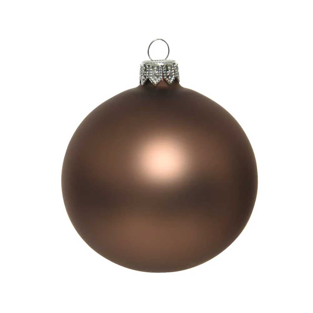 PALLINA DI NATALE IN VETRO MARRONE OPACO 8CM