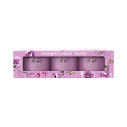 3 CANDELE PROFUMATE VOTIVE IN VETRO WILD ORCHID