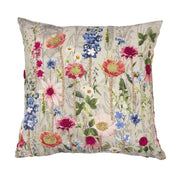 CUSCINO RICAMATO CON FIORI DI CAMPO 45X45CM