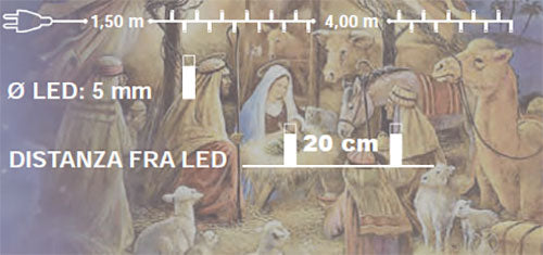 LUCI DI NATALE PER PRESEPE CATENA CON 20 LED BIANCO GHIACCIO