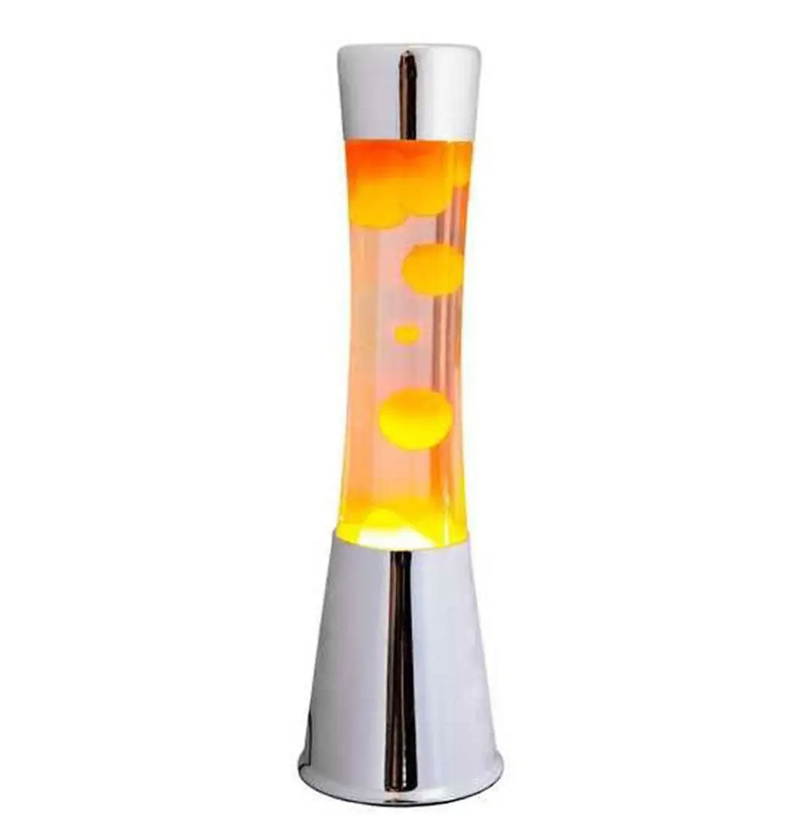 LAMPADA LAVA LAMP CHROME ARANCIONE LIQUIDO TRASPARENTE H40CM