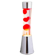LAMPADA LAVA LAMP CHROME ROSSO LIQUIDO TRASPARENTE H40CM