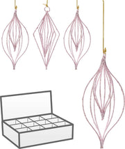 OFFERTA 4 PENDENTI A FORMA DI GOCCIA ROSA GLITTER 9CM