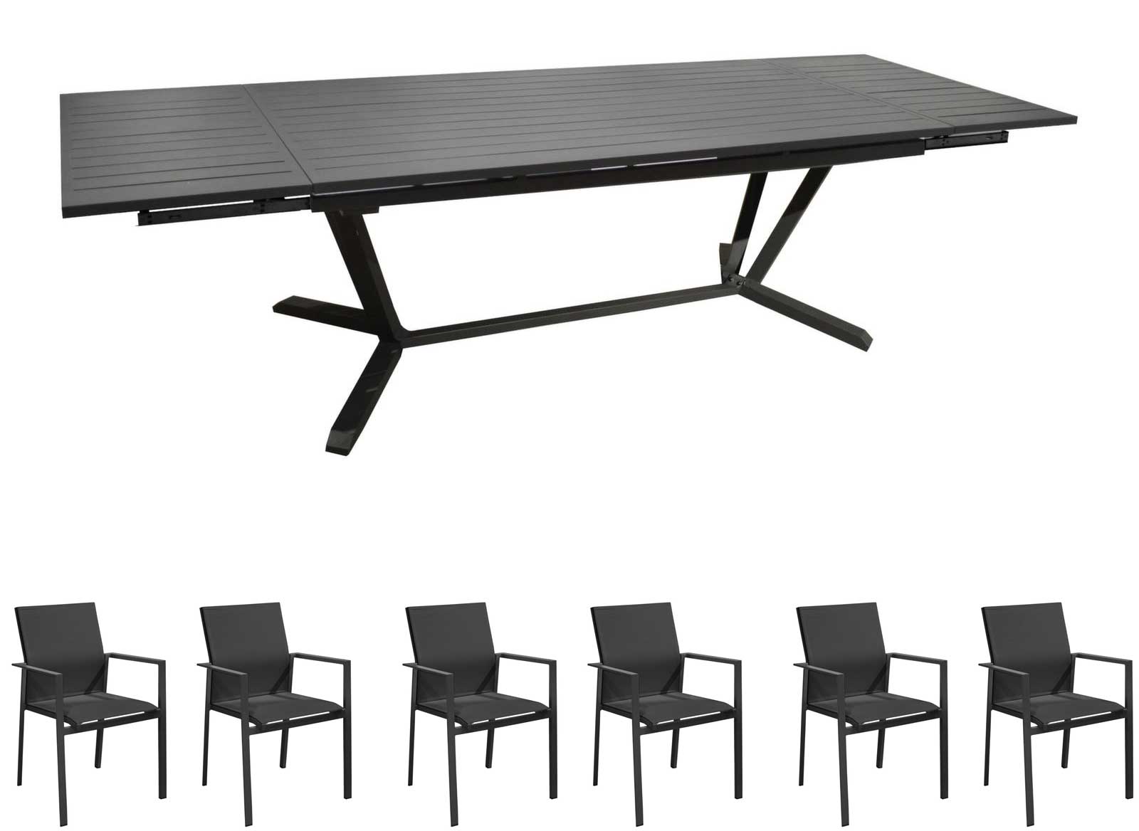 OFFERTA TAVOLO ALLUNGABILE 180/230/280X100 GRAFITE VITA + 6 POLTRONE DELIA GRAFITE