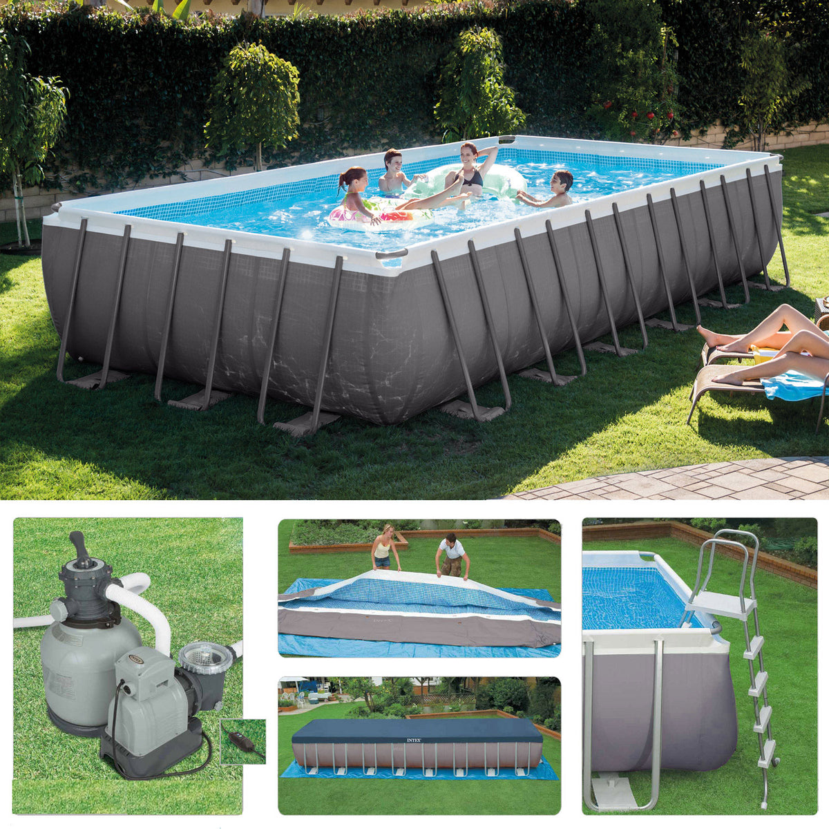 OFFERTA PISCINA ULTRA FRAME CM 732X366X132 CON POMPA FILTRO +ROBOT PULIZIA +SKIMMER