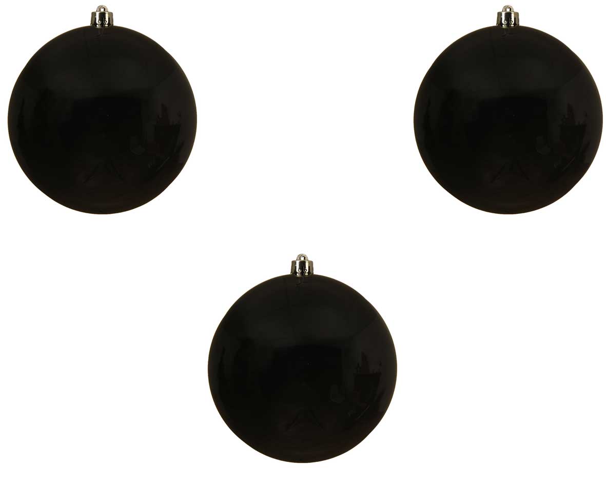 OFFERTA 3 PALLINE DI NATALE 14 CM NERO LUCIDO