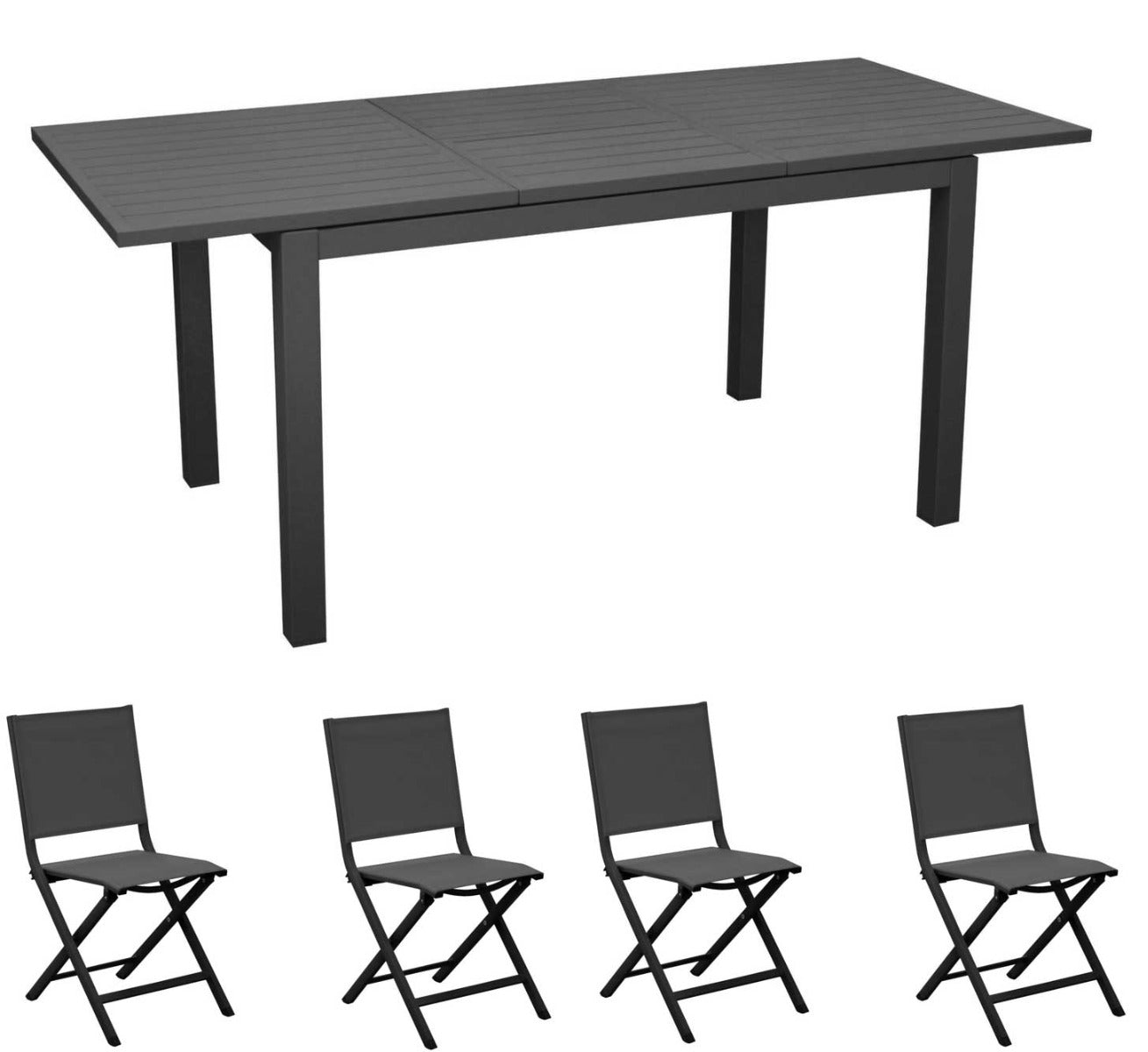 OFFERTA TAVOLO ALLUNGABILE GRAFITE 110/170X70CM GENES + 4 SEDIA THEMA