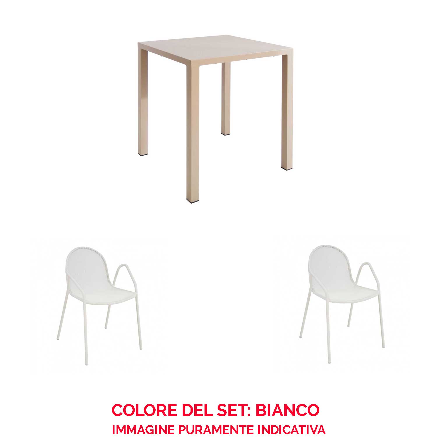 SET TAVOLO NOVA 80X80 + 2 POLTRONE NOVA