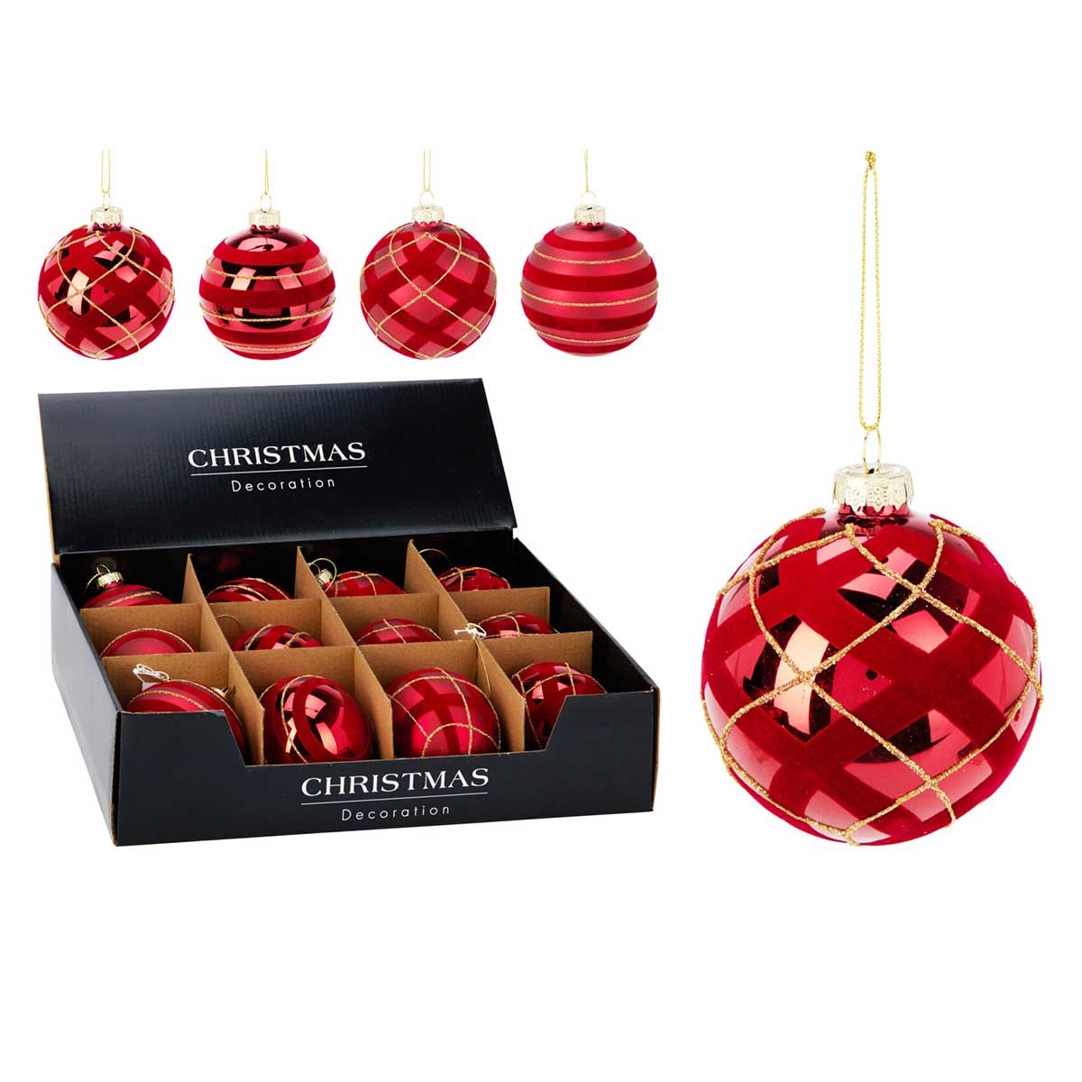 Pallina di natale 8cm - rosso colore assortito