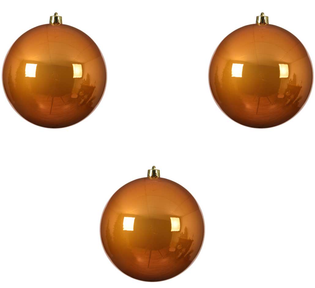 OFFERTA 3 PALLINE 14 CM AMBRA LUCIDO