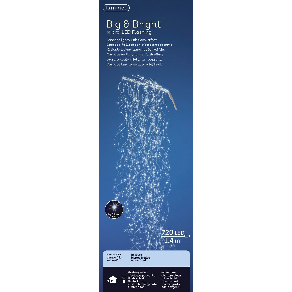 CASCATA CON 720 LED BIANCO FREDDO 140CM