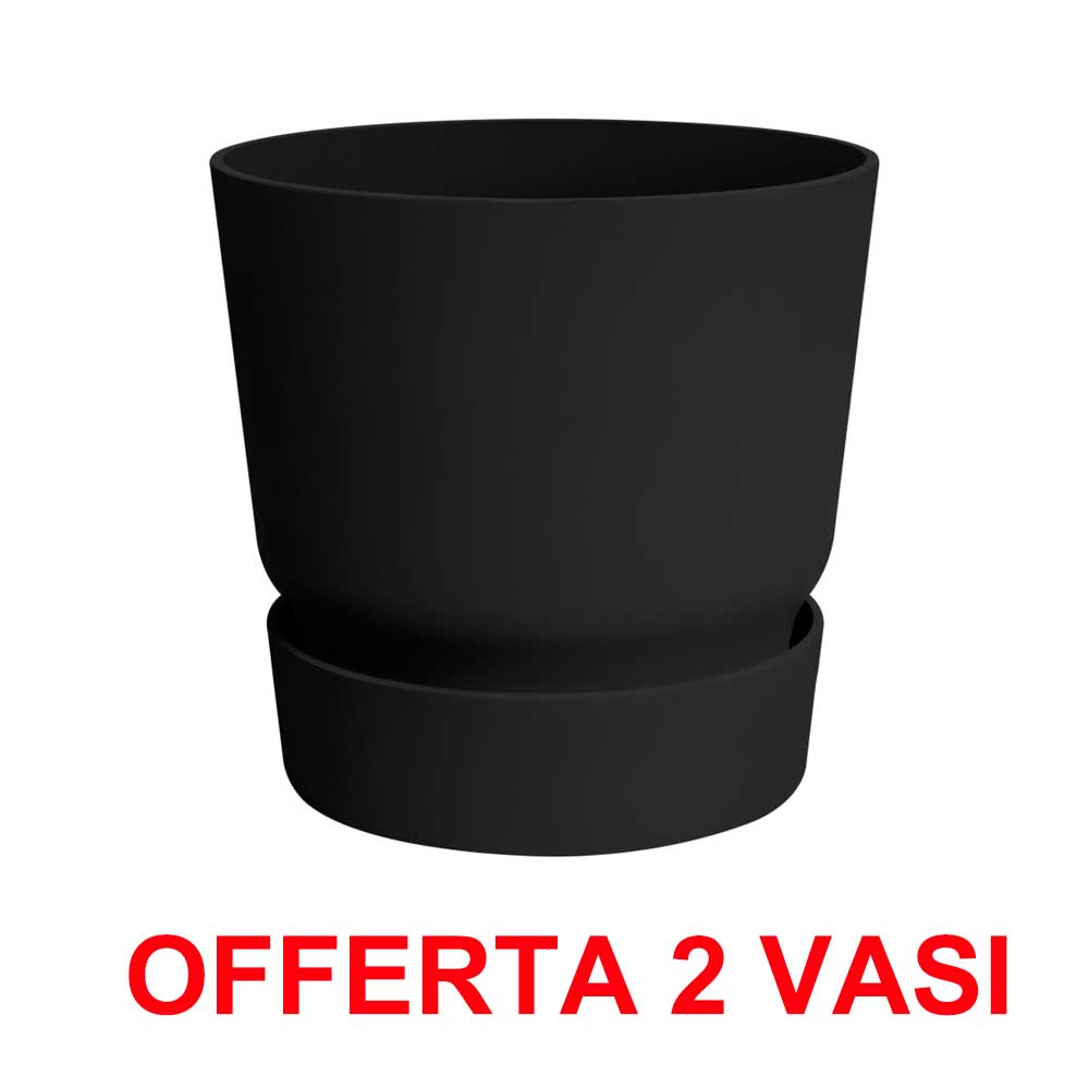 OFFERTA 2VASO GREENVILLE ROUND 30CM LIVING BLACK