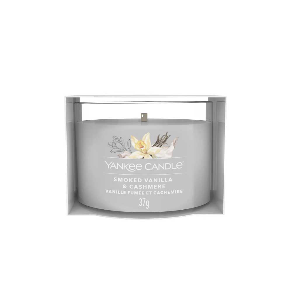 CANDELA VOTIVE IN VETRO SINGOLA SMOKED VANILLA & CASHMERE