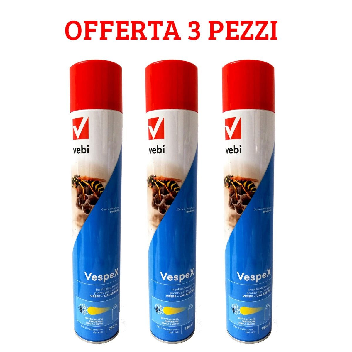 OFFERTA 3 VESPEX INSETTICIDA AEROSOL PER CALABRONI E VESPE 750 ML