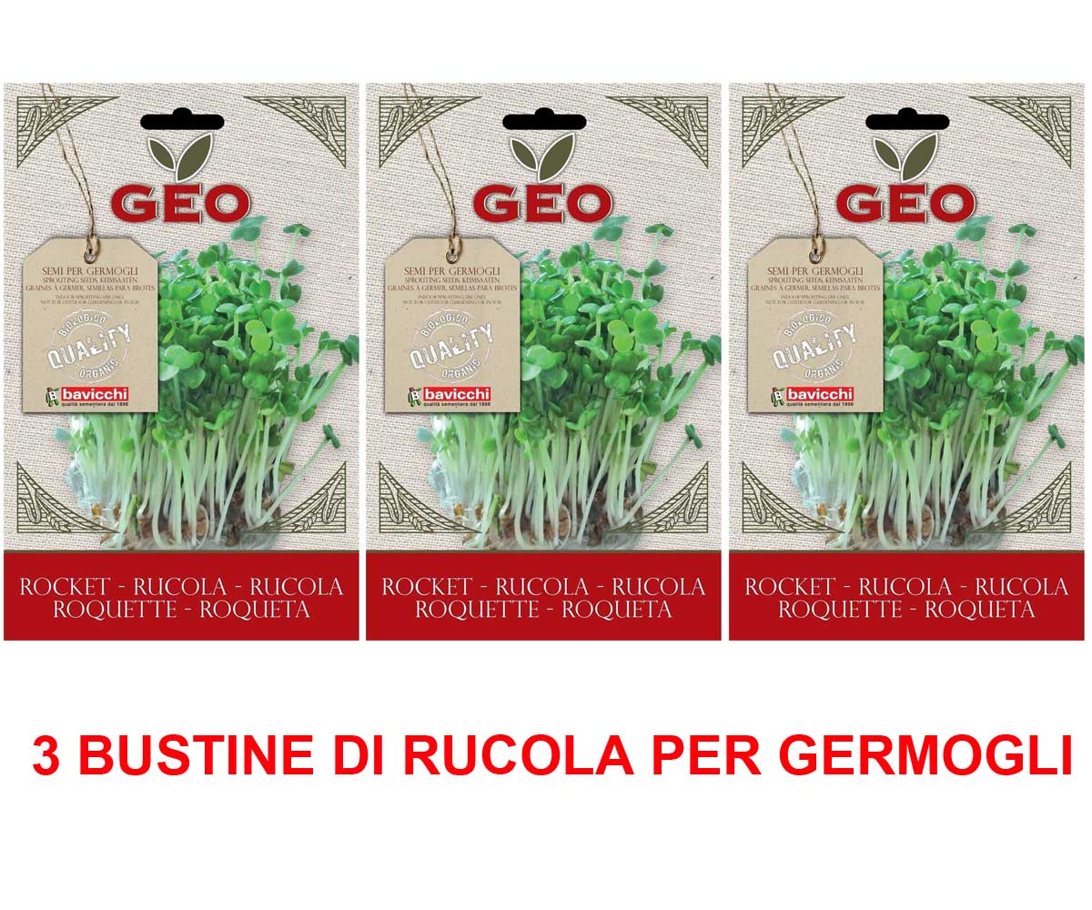 3 CONFEZIONI DI SEMI BIO DI RUCOLA PER GERMOGLI 30GR