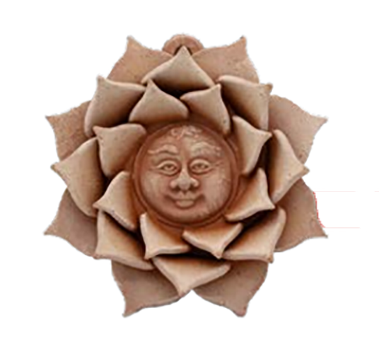 DECORAZIONE SOLE PETALI ROSA CM.10 IN TERRACOTTA