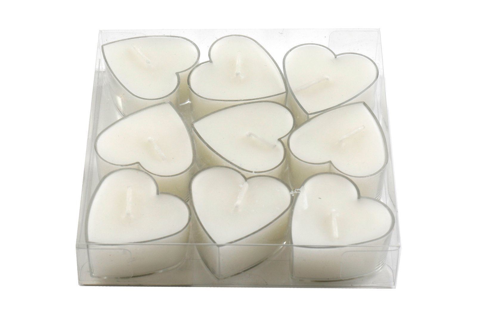 9 TEALIGHTS A FORMA DI CUORE COLOR CREMA