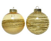 PALLINA DI NATALE IN PLASTICA DECORATA D. 8 ORO NATALE