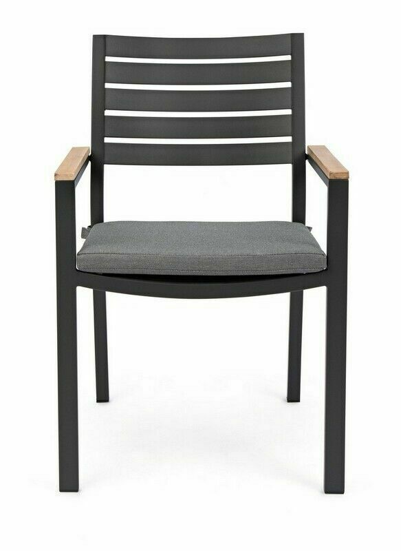 SEDIA CON BRACCIOLI E CUSCINO BELMAR ANTRACITE
